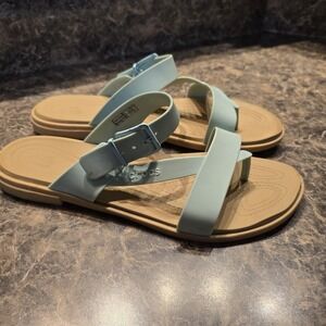 Crocs Women's Tulum Toe Post Sandals Pure Water Tan US 10